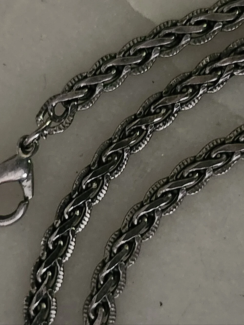 Sterling-Look Twisted Rope Chain Necklace in Silver Tone 24 Inches